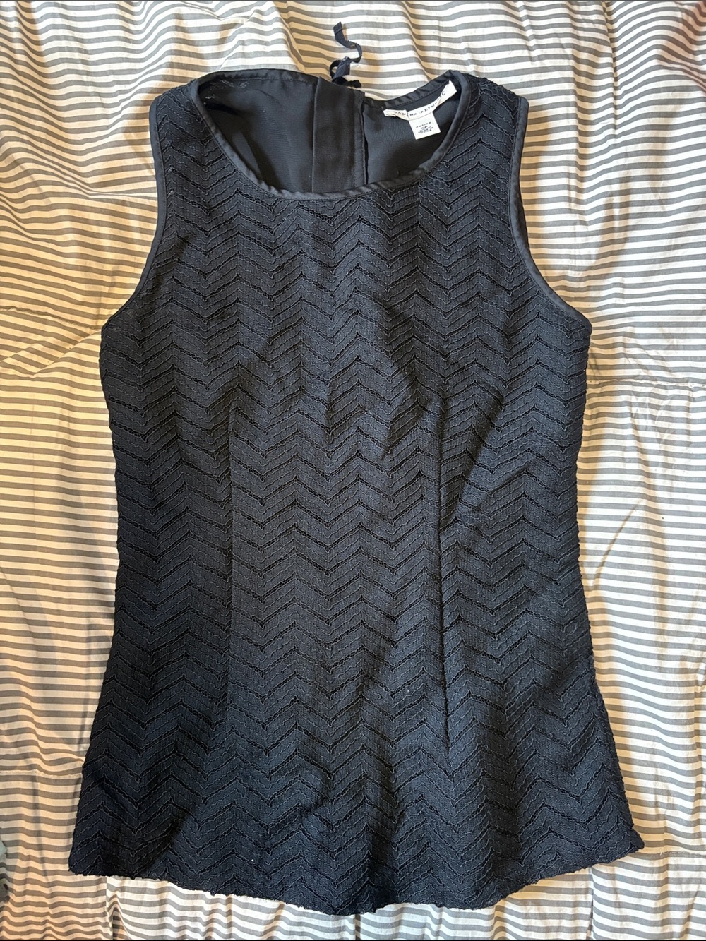 Banana Republic Black Chevron Sleeveless Top with Textured Detail